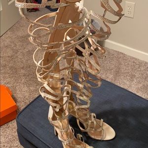 Gladiator boots with crystal accents